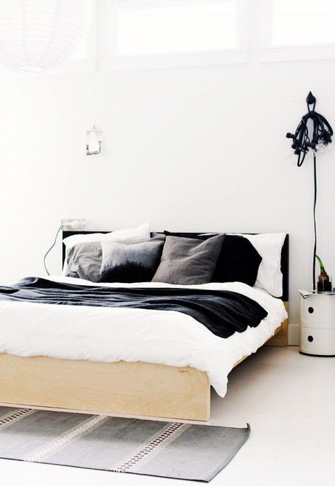 The Most Beautifully Styled IKEA Beds We’ve Seen via @MyDomaine Ikea Malm Bed, Malm Bed, Modern Minimalist Bedroom, Ikea Bedroom, Ikea Bed, Minimalist Bedroom Design, Ikea Malm, White Sheets, Contact Paper