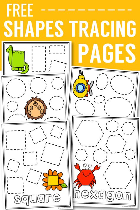 Shape Tracing Worksheets Free Printable, Free Shapes Worksheets, Coloring Shapes Free Printable, Tracing Squares Free Printable, 2d Shapes Worksheets Free Printable, Pre K Shapes Free Printable, Prek Shapes Printables, Shape Worksheets For Kindergarten Free Printable, Drawing Shapes Preschool