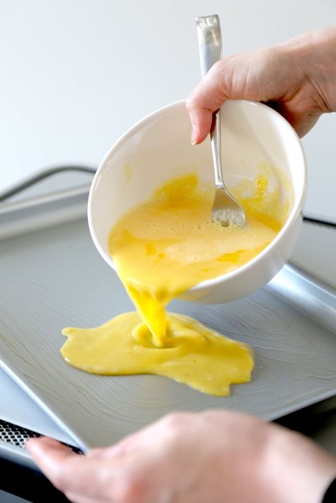 This Sheet-Pan Hack Will Change the Way You Make Scrambled Eggs Baking Scrambled Eggs In The Oven, Sheet Pan Fried Eggs, Sheet Pan Egg Whites, Baked Scrambled Eggs Oven, Sheet Eggs, Sheet Pan Scrambled Eggs, Scrambled Eggs In The Oven, Camping Ideas Food, Camping Breakfast Ideas