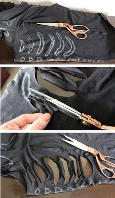 diy skeleton step by step Diy Skeleton, Fashion Costume Halloween, Diy Cut Shirts, Scary Skeleton, Halloween Decor Diy, Skeleton Halloween Costume, Diy Kostüm, Skeleton Costume, Halloween Tattoo