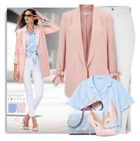 "Pastels - Pink and Blue - 1738" by breathing-style ❤ liked on Polyvore featuring Miss Selfridge, MANGO, Nine West, Cartier and Michael Kors Yellow Dress Outfit, Sky Blue Outfit, Peach Clothes, Outfits Pastel, Look Rose, Color Combos Outfit, Mommy Outfits, Pastel Outfit, Beige Outfit