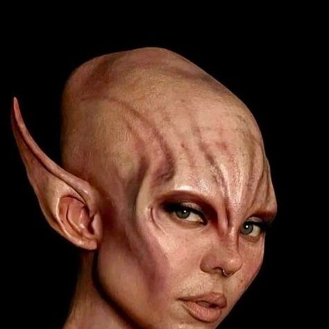 Elf Ear Prosthetic, Alien Prosthetic Makeup, Special Effects Makeup Prosthetic, Alien Couture, Nose Prosthetic, Makeup Prosthetics, Sci Fi Outfits, Practice Makeup, Trippy Alien