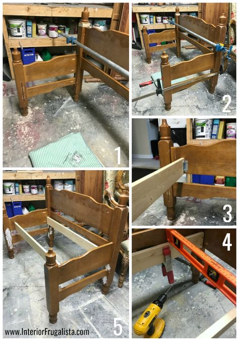 Repurpose Headboard And Footboard, Twin Bed Bench, Crib Repurpose, Refurbish Furniture, Bed Frame Bench, Repurposed Headboard, Headboard Benches, Old Bed Frames, Old Headboard