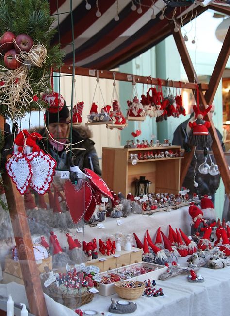 Swedish Christmas Market | Janice Issitt Life and Style Red And White Christmas Decorations, Swedish Christmas Decorations, White Christmas Decorations, Christmas Market Stall, Christmas Booth, Norwegian Christmas, Danish Christmas, German Christmas Markets, Red And White Christmas