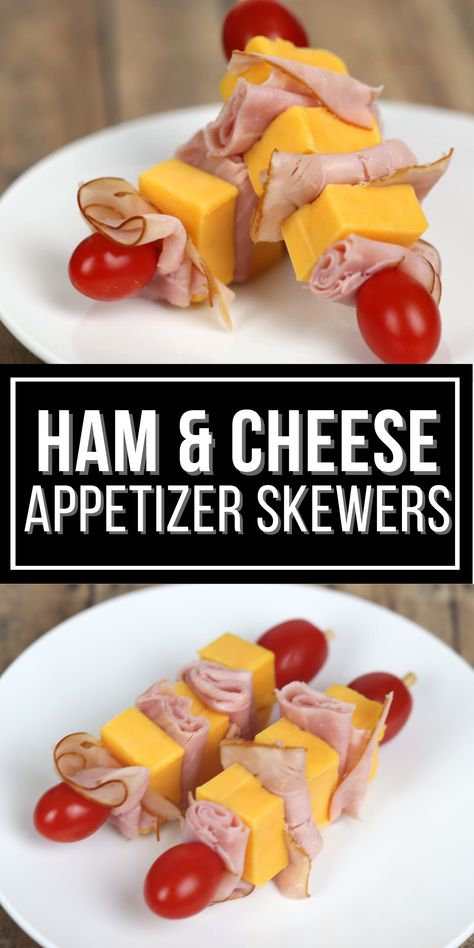 Ham and Cheese Appetizer Skewers are the perfect gluten-free sandwich replacement that your family will love. They will not even miss the bread, plus they will love them because they are colorful, different and delicious. Perfect for parties, lunches or tailgating. Ham And Cheese Toothpicks, Garden Party Snacks Finger Foods, Food On Toothpicks Party Appetizers, Christmas Lunch Finger Food Ideas, Ham And Cheese Skewers, Easy Kid Friendly Appetizers, Non Refrigerated Appetizers, Cheese Skewers Appetizers, Gluten Free Finger Foods For Party