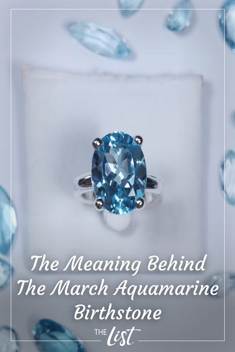 The 12 birthstones include garnet, amethyst, diamond, emerald, pearl, ruby, peridot, sapphire, opal, topaz, and turquoise. Of course, those born in the month of March will know their personal birthstone is the stunning aquamarine. The gem is said to hold great power — like the ability to heal your throat chakra — and has a very interesting history behind it for all those who wear it. Birthstones By Month, Aquamarine Birthstone, Month Of March, March Month, Interesting History, Great Power, Aqua Marine, Throat Chakra, The Meaning