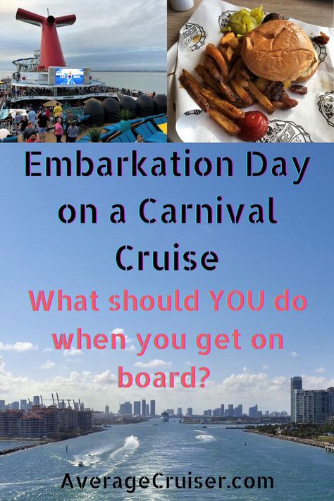 Wondering what you should do when you get on board a Carnival Cruise? What should you eat? Where should you go? What should you do after boarding your Carnival Cruise ship? Check out this article for the top tips for how to board the ship with the least hassle possible and then what to do for the best first day on board your Carnival Cruise! Carnival Celebration Cruise Ship, Carnival Jubilee Cruise Ship, Carnival Cruise Magic, Carnival Sunshine Ship, Carnival Cruise Bahamas, Carnival Valor Cruise, Carnival Radiance, Carnival Vista Cruise, Carnival Paradise