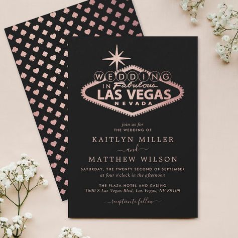 Gold Wedding Reception Tables, Vegas Wedding Invitations, Las Vegas Wedding Invitations, Las Vegas Destination Wedding, Gold Wedding Stationery, Casino Wedding, Gold Wedding Signs, Nevada Wedding, Destination Wedding Invitation