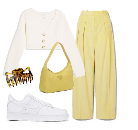 pastel yellow Outfit | ShopLook #shoplook #fashion #set #outfit #spring #summer #style #inspo #egirl #vsco #trend #polyvore #getthelook #streetstyle Yellow White Outfit, Yellow Outfit Ideas, Yellow Outfits, Outfit Yellow, Yellow Clothes, Pastel Outfit, Yellow Outfit, Elegante Casual, Pastel Yellow