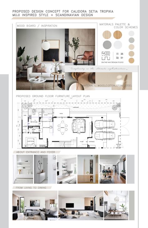 Interior Design Concepts Presentation, One Room Interior Design, Open Concept Interior Design, Interior Design Portfolio Examples, Transition Design, Interior Design Poster, Interior Design Package, Interior Design Presentation Boards, Concept Interior Design