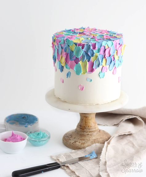 painted buttercream cake by sugar and sparrow Tort Special, Frosting Buttercream, Tårta Design, Smash Cake Recipes, Painted Wedding Cake, Baking Skills, Candy Sticks, Easy Cake Decorating, Drip Cake