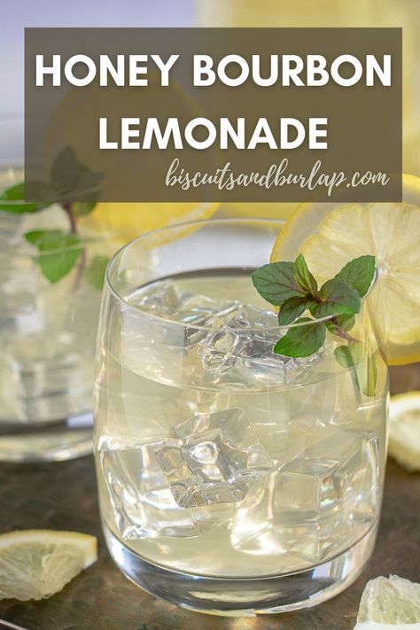 You just can’t get more southern than a cocktail called Honey Bourbon Lemonade. It’s absolutely perfect for any warm weather gathering and so easy to make! I threw this fun cocktail together recently to take to a cookout at a friend’s house. I wanted to make something summery just using what I had around the house. Lord knows I had some bourbon, so drinks it is! #honeybourbonlemonade #summerdrinks #honeybourbon #bourbonlemonade #honeybourbonrecipe #bourbonlemonaderecipe Bourbon Lemonade Cocktail, Bourbon Holiday Drinks, Unique Drinks Alcohol, Bourbon Lemonade, Crafty Cocktails, Bourbon Drinks Recipes, Boozy Treats, Honey Cocktail, Bourbon Cocktail Recipe