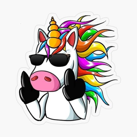 Get my art printed on awesome products. Support me at Redbubble #RBandME: https://www.redbubble.com/i/sticker/Funny-Cool-Unicorn-Behaving-Badly-by-theboujeebunny/49339942.O9UDB?asc=u Cool Unicorn Drawings, Funny Unicorn Drawings, Funny Unicorn Pictures, Emo Unicorn, Bad Stickers, Bad Unicorn, Dark Unicorn, Unicorn Picture, Funny Tattoo