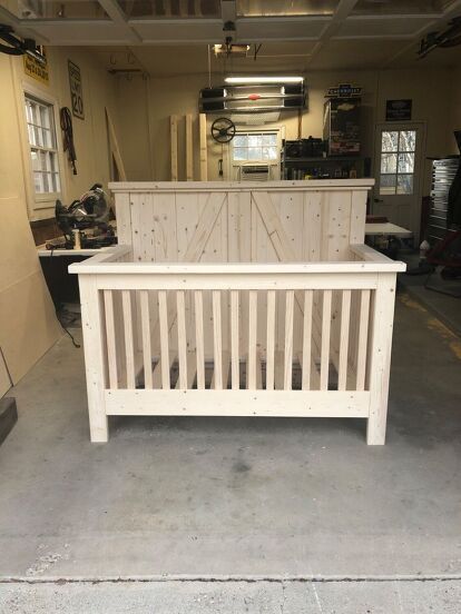 Baby Crib Woodworking Plans, Farmhouse Crib, Farmhouse Cribs, Crib Woodworking Plans, Baby Crib Diy, Crib Design, Baby Nursery Diy, Diy Crib, Shanty 2 Chic