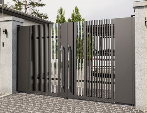 Big Gates Entrance Modern, Classic Gate Design, Front Gate Design Modern, Gates Design Modern, Partition Outdoor, Modern Iron Gate Designs, Modern Front Gate Design, Compound Wall Gate Design, Main Gate Designs