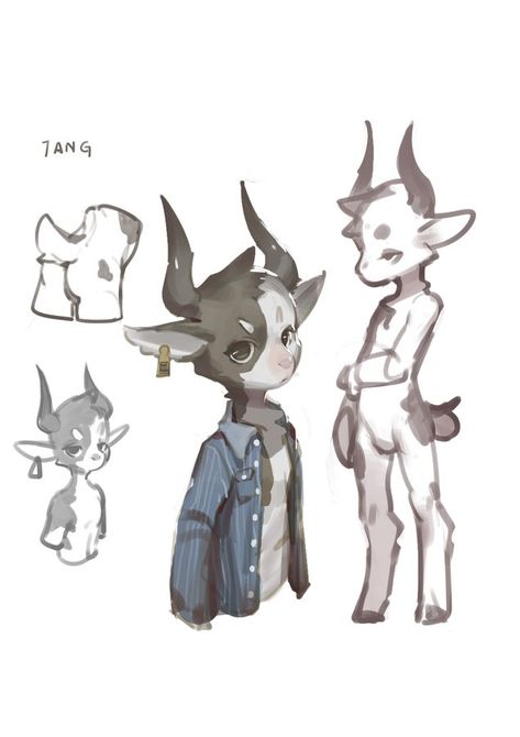 Animal People Drawings, Goat Oc Art, Goat Fursona, Creature Drawings, 캐릭터 드로잉, Cow Art, Arte Sketchbook, Arte Inspo, Mythical Creatures Art