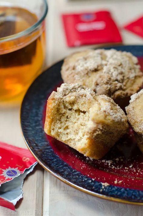 Chai Spiced Muffins: Buttery, brown sugar muffins spiced with cardamom and topped with a chai spiced streusel give a whole new dimension to your morning muffin. Brown Sugar Muffins, Spiced Muffins, Cardamom Recipe, Cinnamon Streusel Coffee Cake, Muffin Flavors, Streusel Coffee Cake, Cinnamon Coffee Cake, Coffee Cake Muffins, Streusel Muffins