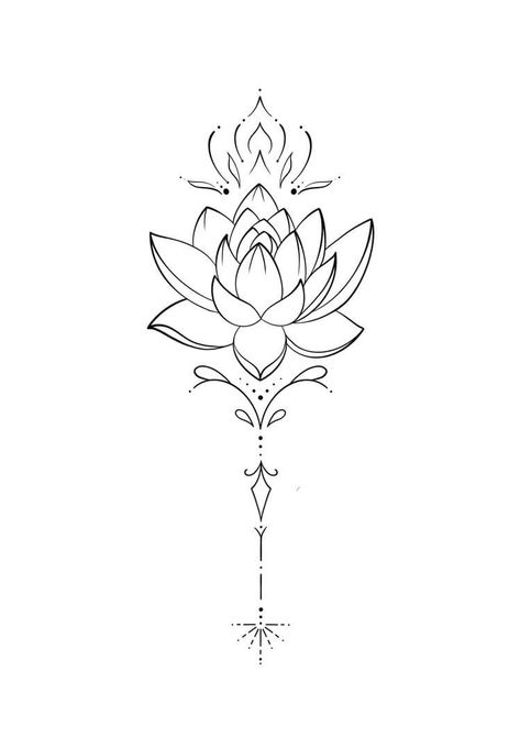 Ethereal Lotus Tattoo, Lotus Flower Spine Tattoo, Begginer Tattoo Designs, Simple Lotus Flower Tattoo, Lotusblume Tattoo, Sternum Tattoo Design, Small Lotus Tattoo, Lotus Mandala Tattoo, Flower Spine Tattoos