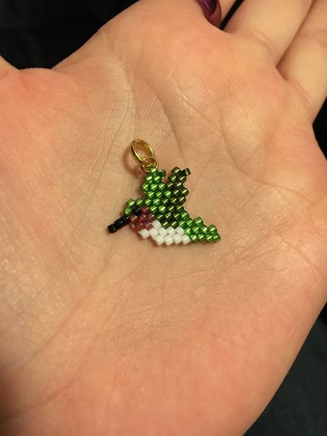 Hummingbird Brick Stitch Beading Pattern | Etsy Delica Earrings, Brick Stitch Beading, Beads Weaving, Stitch Earrings, Beads Art, Beaded Bead, Quilled Creations, Pony Bead Patterns, Brick Stitch Earrings