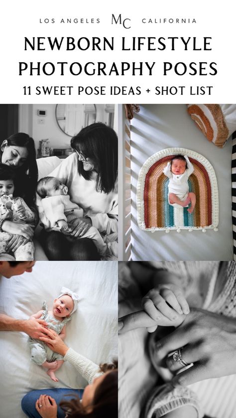 As a documentary style newborn + family photographer, I know the best newborn lifestyle photo poses are the candid, in-the-moment ones. However, prepping for your in-home shoot is crucial! I’ve put together this newborn posing guide, filled with photography tips, natural posing ideas, and a shot list. You'll find ideas for photos with parents, mom, dad, siblings, grandparents, on the bed, in a basket, and more! Click to see the full poses for a newborn photoshoot at home. Lifestyle Newborn Photography Poses, Newborn Family Photos Casual, At Home Family Photoshoot Newborn, Newborn Photoshoot Poses, At Home Newborn Shoot, Tips For Taking Newborn Pictures, Baby Poses Photography, How To Take Newborn Pictures At Home With Iphone, Newborn Pictures With Parents