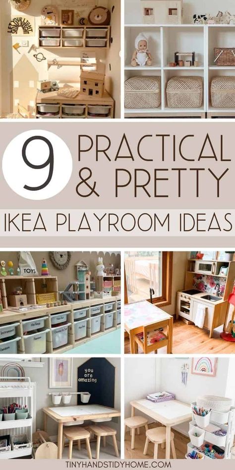 9 IKEA Playroom Ideas for Kids: Brilliant Design Ideas and Storage Solutions Organisation, Montessori, Big Truck Storage Kids Rooms, Trofast Ikea Kids, Toy Storage Ideas For Living Room, Ikea Trofast Playroom, Ikea Playroom Ideas, Ikea Playroom Storage, Kallax Playroom