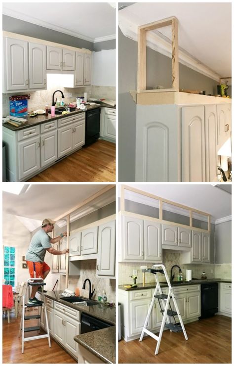 Top Kitchen Cabinets Decor, Cabinet Facelift, Organiser Cucina, Top Kitchen Cabinets, Above Kitchen Cabinets, Kitchen Diy Makeover, Kabinet Dapur, Diy Kitchen Renovation, Cabinet Remodel