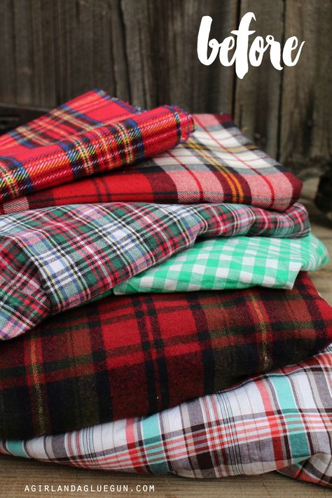 plaid flannel fabric Flannel Shirt With Patch On Back Diy, Flannel Crafts, Flannel Projects, Orange Paper Craft, Bleaching Shirts, Flannel Fabric Projects, Flannel Ideas, Flannel Shirt Refashion, Paper Craft Easy