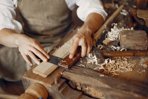 Handsome carpenter working with a wood | Free Photo #Freepik #freephoto Work Photoshoot, Easy Woodworking Projects For Beginners, Carpenter Aesthetic, Fairy Oak, Woodworking Projects For Beginners, Finding A New Hobby, Carpenter Work, Woodworking Basics, Basic Skills