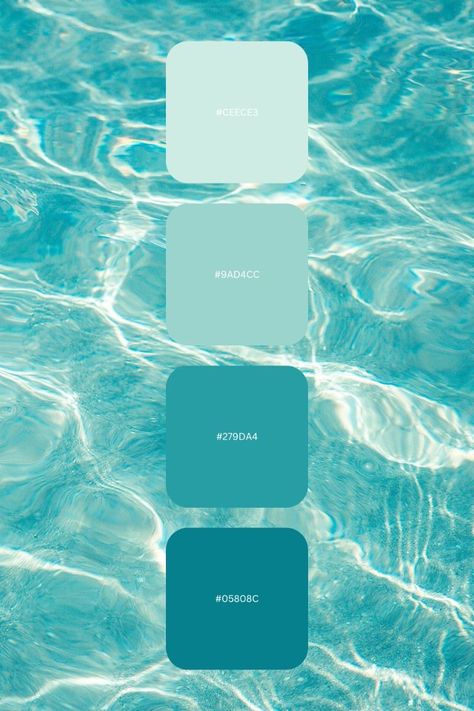 Siren Colour Palette, Ocean Blue Colour Palette, Ocean Color Aesthetic, Water Palette Color, Beach Colour Scheme, Colour Palette Ocean, Summer Blue Color Palette, Colour Palette Turquoise, Beach Colors Palette