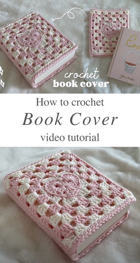 Knitting Book Cover, Crochet Square Patterns Tutorials, Crotchet Ideas Projects Easy, Granny Square Knitting Pattern, How To Make A Crochet Square, Simple Crochet Squares, What To Knit Ideas, Things To Make From Granny Squares, Book Crochet Ideas