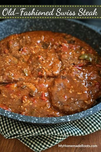 Swiss Steak Recipes Oven, Dinners With Beef, Old Fashioned Swiss Steak Recipe, Swiss Steaks, Peper Steak, Swiss Steak Recipe, Peppered Steak, Swiss Steak Recipes, Cube Steak Recipes