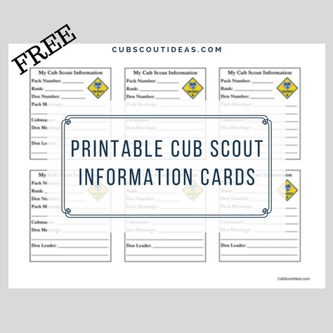 The handy printable Cub Scout information cards are great to give the boys and their parents to help them remember important information. And they're FREE! Cub Scouts Wolf, Cub Scouts Bear, Cub Scout Crafts, Tiger Scouts, Cub Scouts Tiger, Wolf Scouts, Bear Scouts, Cub Scout Activities, Scout Mom