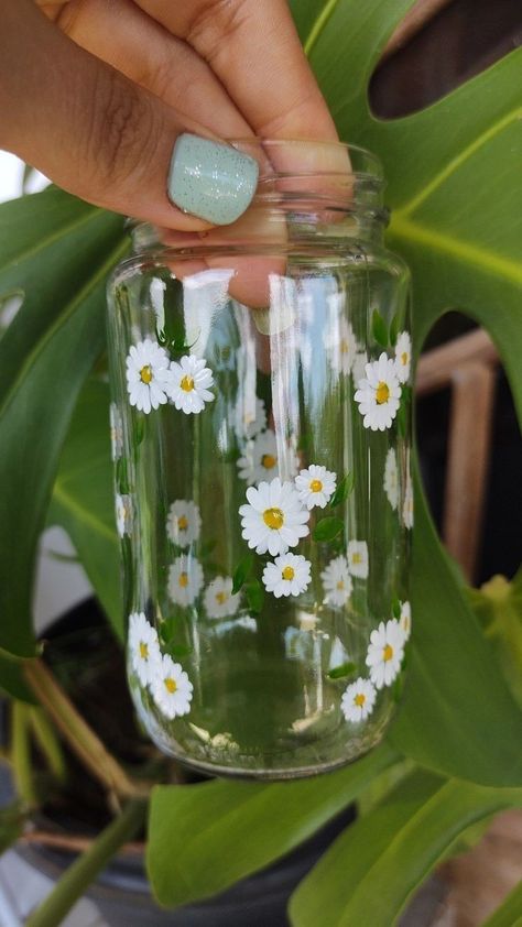 Pots Painting, Flower Jars, Cup Painting, Painting Glass Jars, Diy Lampe, Glass Painting Designs, Glass Bottle Diy, Diy Glass Bottle Crafts, Glass Bottles Art