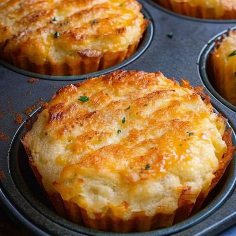 Cheesy Mashed Potato Muffins Mashed Potatoes Cupcakes, Mini Mashed Potato Cups, Brunch Potatoes Recipes, Mashed Potato Patties Recipe, Mashed Potatoes With Eggs Recipe, Breakfast Ideas With Mashed Potatoes, How To Use Up Mashed Potatoes, Mashed Potato Bread Recipe, Recipes Using Instant Potatoes