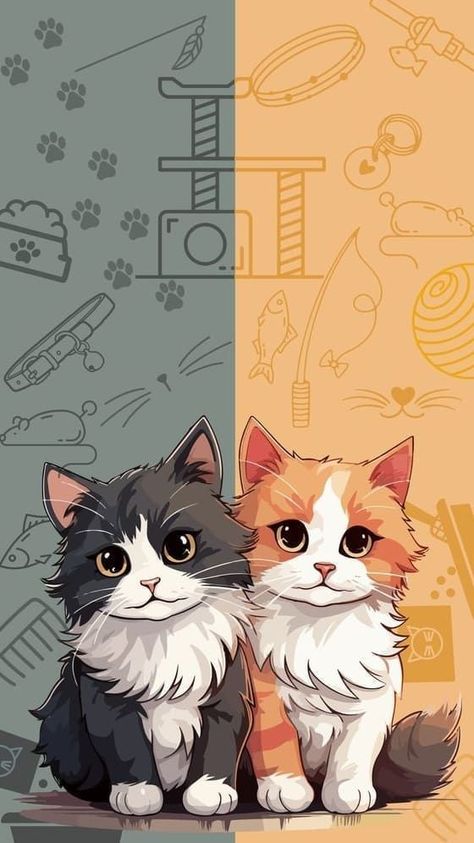 Professional illustration services on Fiverr. Talented freelance illustrators turn ideas into Art. Digital & hand-drawn illustrations. Cat Phone Wallpaper, Cute Cat Wallpaper, Dessin Adorable, Anime Cat, Kawaii Wallpaper, Cat Wallpaper, Cute Animal Drawings, Animal Wallpaper, Cute Wallpaper Backgrounds