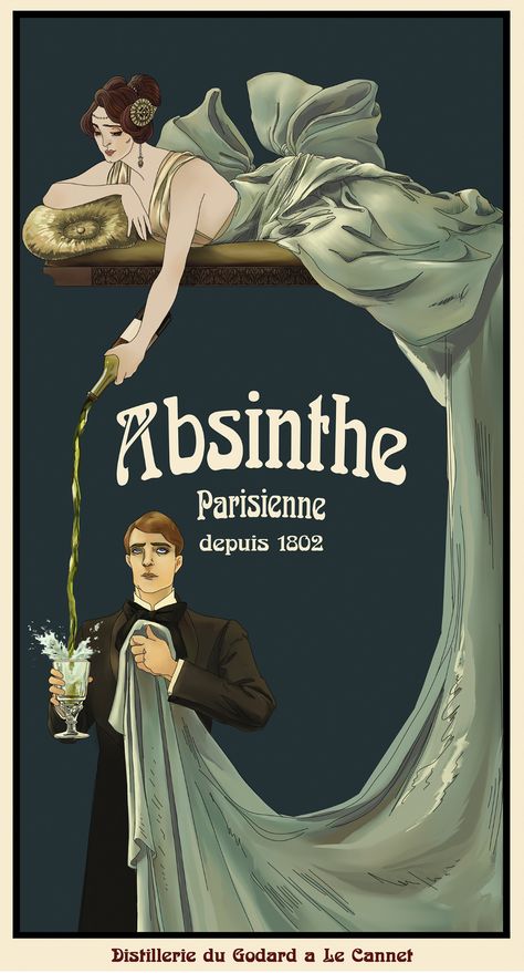 Absinthe Poster, Green Fairy Absinthe, Absinthe Art, Poster Drink, Artemisia Absinthium, Vintage French Posters, Drink Poster, Vintage Poster Wall, Decoration Restaurant