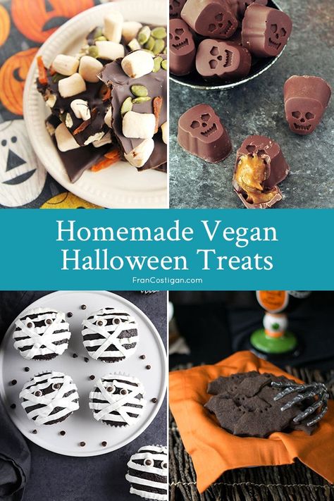 Homemade Vegan Halloween Treats Vegan Halloween Treats, Vegan Halloween Treat, Vegan Halloween Food, Menu Halloween, Vegan Picnic, Themed Recipes, Healthy Halloween Treats, Mini Chef, Vegan Halloween