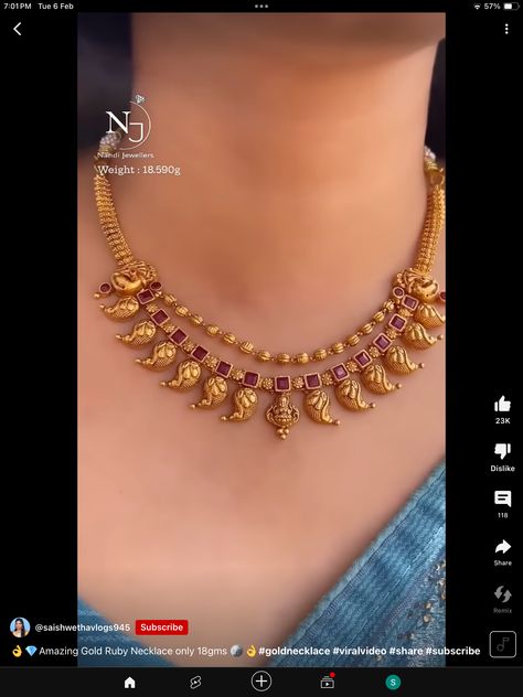 Light Weight Gold Necklace Indian, 20 Grams Gold Necklace Designs, 20grams Gold Necklace Designs, Light Weight Gold Necklace, New Gold Jewellery Designs, Gold Necklace Indian, Beautiful Gold Necklaces, Stones Necklace, Bangles Design