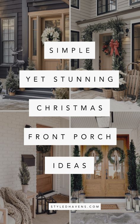 Planning your Christmas decor and looking for beautiful outdoor Christmas decorations you can recreate yourself? These *jaw-droppingly good* Christmas porches are a MUST-SEE: so many simple modern Christmas decor ideas to try yourself for the perfect Christmas front porch! (This beautiful Christmas porch decor is all super classy & elegant and mostly neutral)