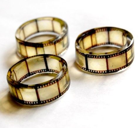 WANT ! : old film negative rings by bethtastic on etsy Dope Jewelry, Funky Jewelry, Jewelry Lookbook, Cool Stuff, Dream Jewelry, Jewelry Inspo, Pretty Jewellery, Italian Charm Bracelet, Piercing Jewelry