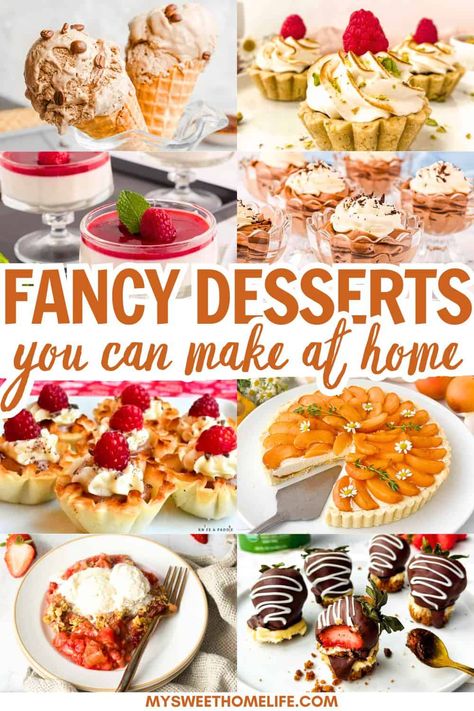 Elegant Party Desserts, Simple Fancy Desserts, Shareable Desserts Parties, Easy Gourmet Desserts, Girls Night Dessert Ideas, Pretty Dessert Recipes, Restaurant Desserts Ideas, Pretty Desserts Aesthetic, Desserts For Dinner Party