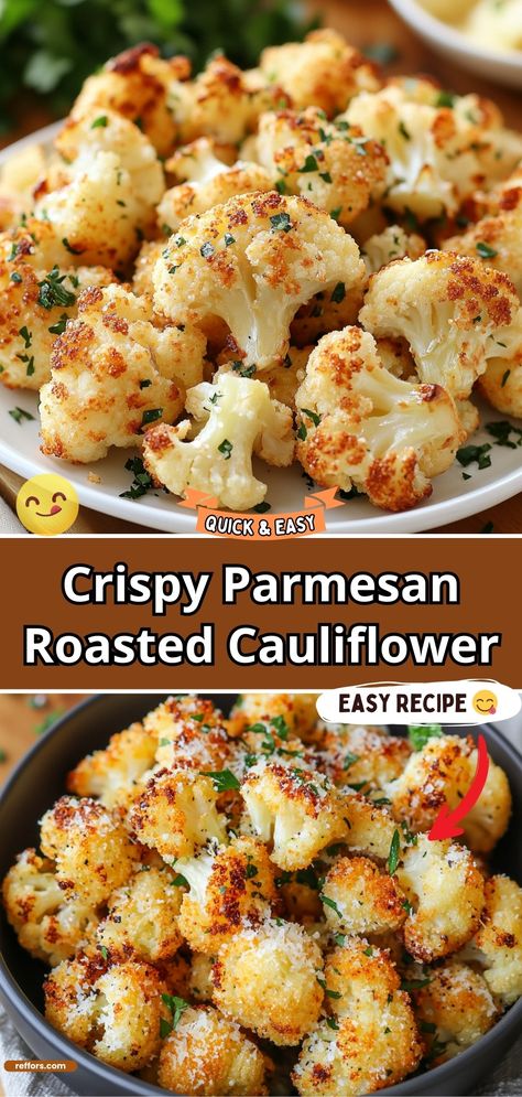 Crispy Parmesan Roasted Cauliflower Cauliflower Parmesan Recipes, Yummy Cauliflower Recipes, Cauliflower In Oven Recipes, Pan Roasted Cauliflower, Healthy Tasty Dinners, Meal Healthy Easy, Crispy Parmesan Cauliflower Steaks, Parmesan Crusted Cauliflower Roasted, Cauliflower Sides Recipes