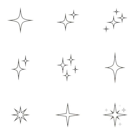 Tiny Starburst Tattoo, Star Emoji Tattoo, Small Star Tattoo Designs, Little Star Tattoo Simple, Simple Star Tattoo Design, Sparkle Emoji Tattoo, Sparkle Tattoo Stencil, Simple Stars Tattoo, Star Tattoo Simple