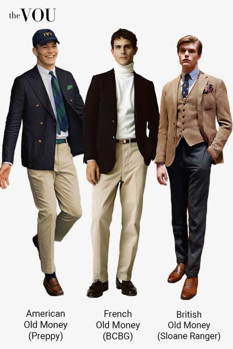 Old Money Explained - Men Style Guide to the Wealthy Look Millionaire Outfit Men, Preppy Style For Men, Suit With Sweater Men, Classic Men Outfit Classy, Men’s Old Money Aesthetic, Old Money Fashion Man, Old Rich Aesthetic Outfits, Preppy Aesthetic Ivy League, Mens Old Money Style