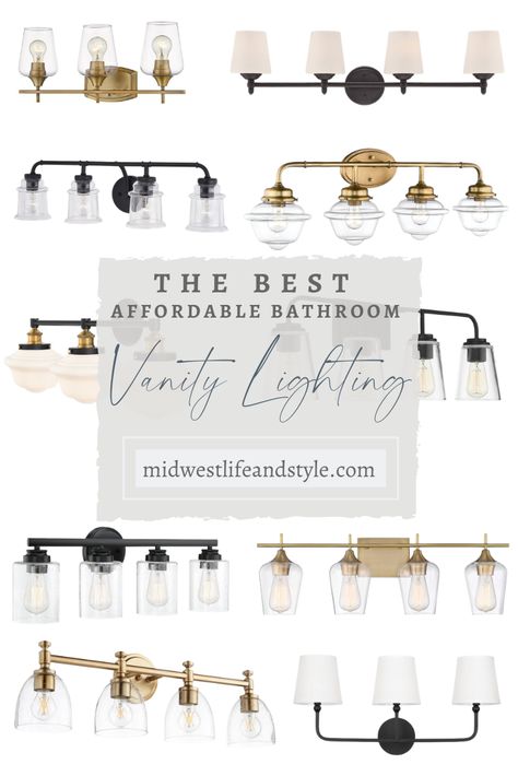 Popular Vanity Lights, Traditional Bathroom Vanity Lights, Lighting Over Double Sink Vanity, 5 Light Vanity Lighting, Master Bath Vanity Lights, Bathroom Vanity Lighting Over Mirror, Master Bath Vanity Lighting, Modern Bathroom Fixtures, Diy Bathroom Vanity Makeover