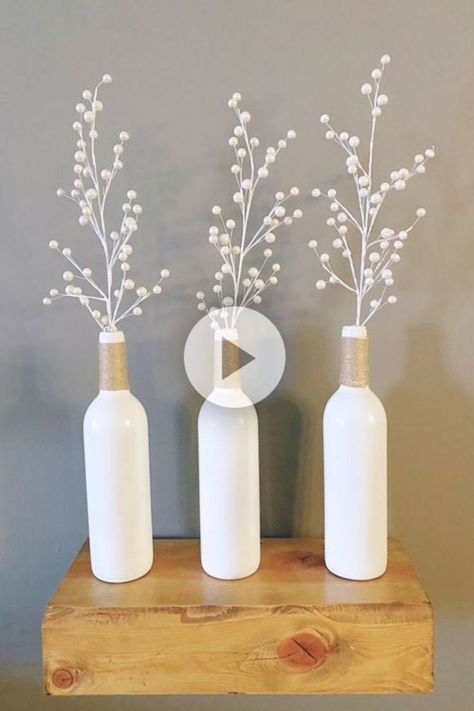 #jute_craft_projects #paper_crafts #paper_crafts_for_kids, #paper_crafts_easy, Wine Bottle Vase Diy, Wedding Wine Bottles Diy Craft Ideas, Red Wine Bottle Crafts, Spray Paint Wine Bottles Diy, Wine Bottle Vases Centerpiece, Painting Wine Bottles, Upcycle Wine Bottles, Twine Wine Bottles, Spray Painted Wine Bottles