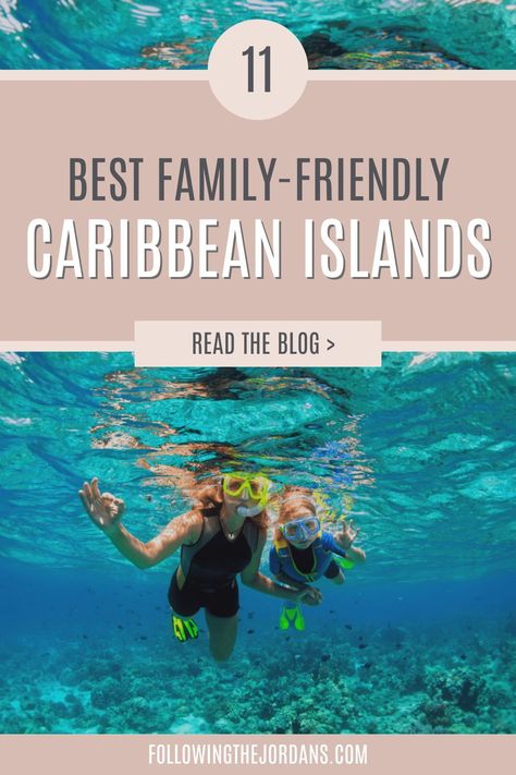 Here are the 11 best family-friendly Caribbean islands! This includes Barbados, Dominican Republic, U.S. Virgin Islands and more! Looking vacation spots and fun places to go as a family? In this blog, I’ll help you decide which island is the best for your family vacation. These beach vacation ideas are great for family travel and kids vacation destinations. Beach Vacation Ideas Family, Family Destination Vacation, Best Tropical Family Vacations, Tropical Family Vacations, Tropical Island Travel, Us Virgin Islands All Inclusive, Us Virgin Islands All Inclusive Family, Kids Vacation Destinations, Best Carribean Islands To Visit