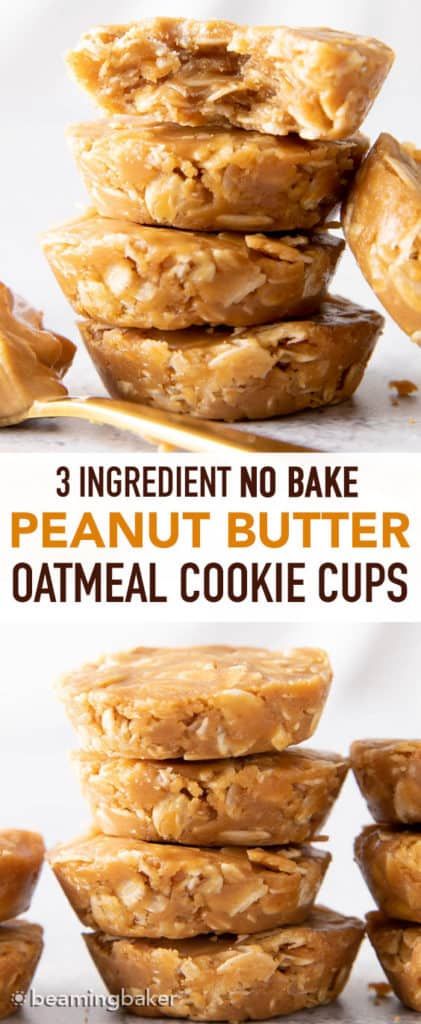 Peanut Butter Oatmeal Cups, Beaming Baker, No Bake Healthy, Oatmeal Cookies Easy, Dessert Oreo, No Bake Peanut Butter, Peanut Butter No Bake, Overnight Oat, Peanut Butter Oatmeal Cookies