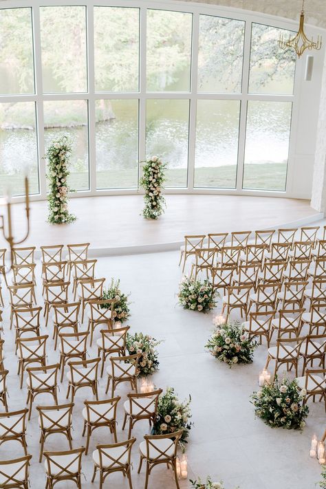 Ceremony Flowers Aisle, Lake Wedding Venues, Sage Green Wedding Colors, Candlelit Wedding, Hill Country Wedding Venues, Wedding Isles, Church Wedding Decorations, Aisle Flowers, Hill Country Wedding