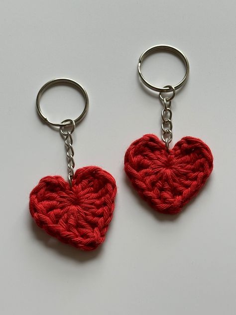 Handmade Crochet Heart Keyring - Sweet Love Accessory by HalimahsShop on Etsy Crochet Pattern Key, Crochet New Year Ideas, Crochet Key Charm, Heart Crochet Keychain, Crochet Keyring Ideas, Key Chains Crochet, Cute Things To Crochet For Boyfriend, Crochet Charms Key Chains, Crochet Ideas For Boyfriend